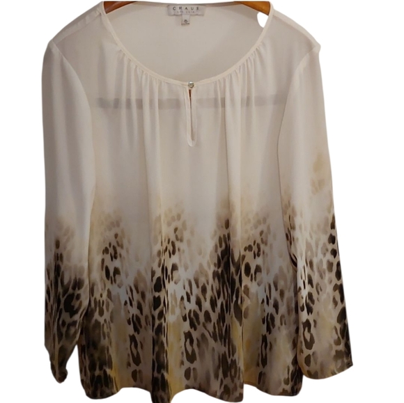 Chaus Tops - Chaus Tunic Blouse Animal Ombre XL Cream And Browns EUC